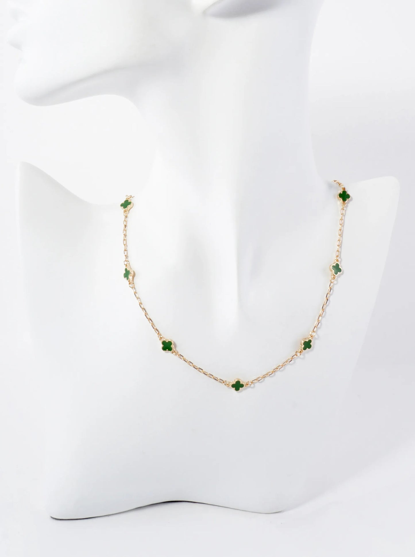 6mm Enamel Seven Quatrefoil 15-Inch Station Choker Necklace
