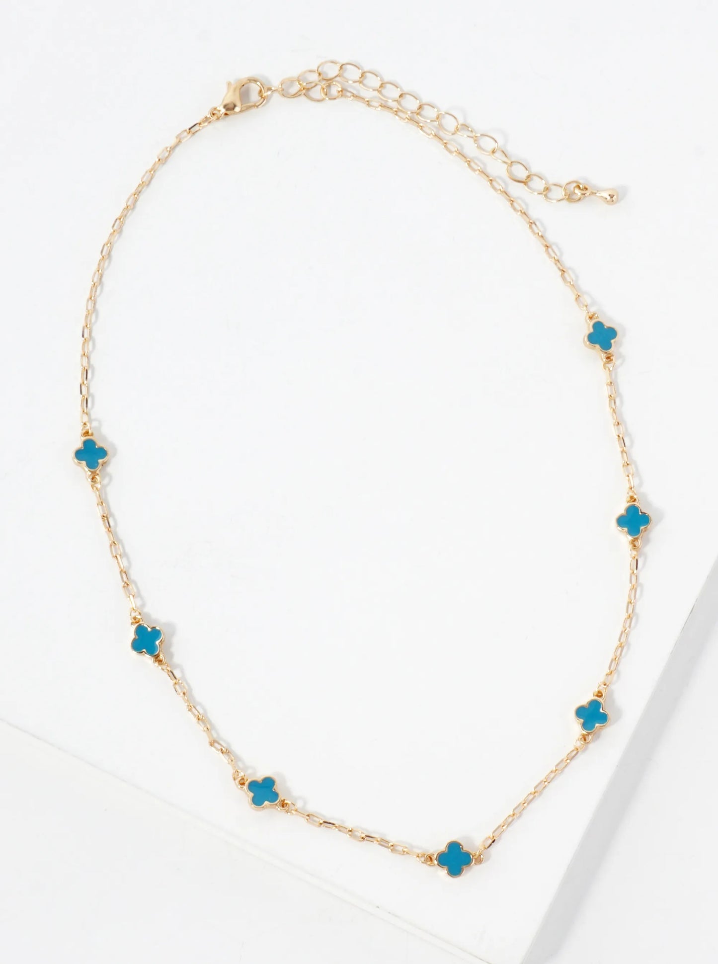 6mm Enamel Seven Quatrefoil 15-Inch Station Choker Necklace