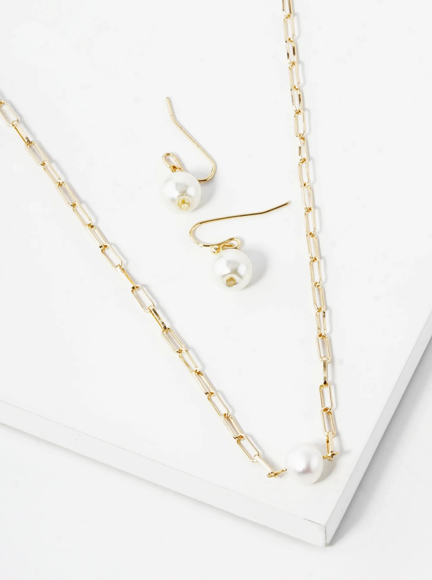 6mm Freshwater Pearl Pendant Link Chain Necklace Set With Earrings