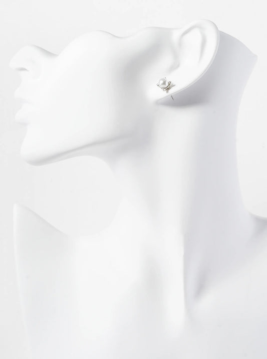 6mm Pearl Bead 4-Prong Stud Earrings