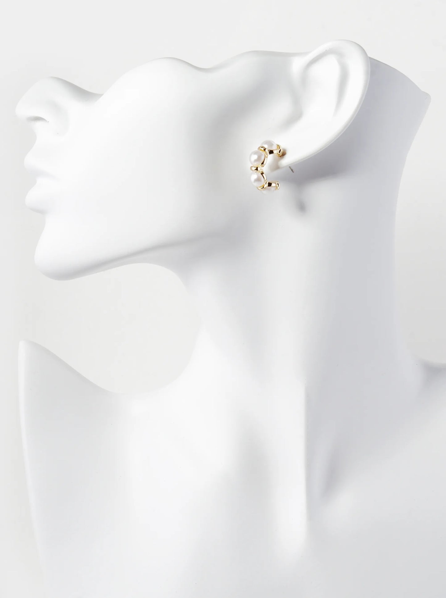6mm Pearl Beaded 20mm Open Hoop Earrings