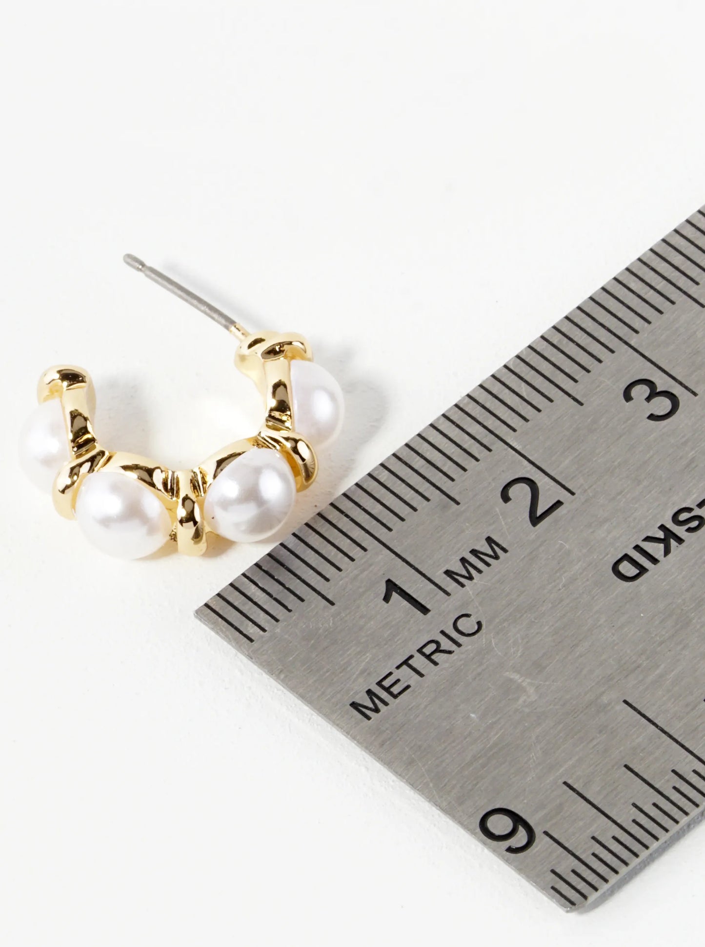 6mm Pearl Beaded 20mm Open Hoop Earrings
