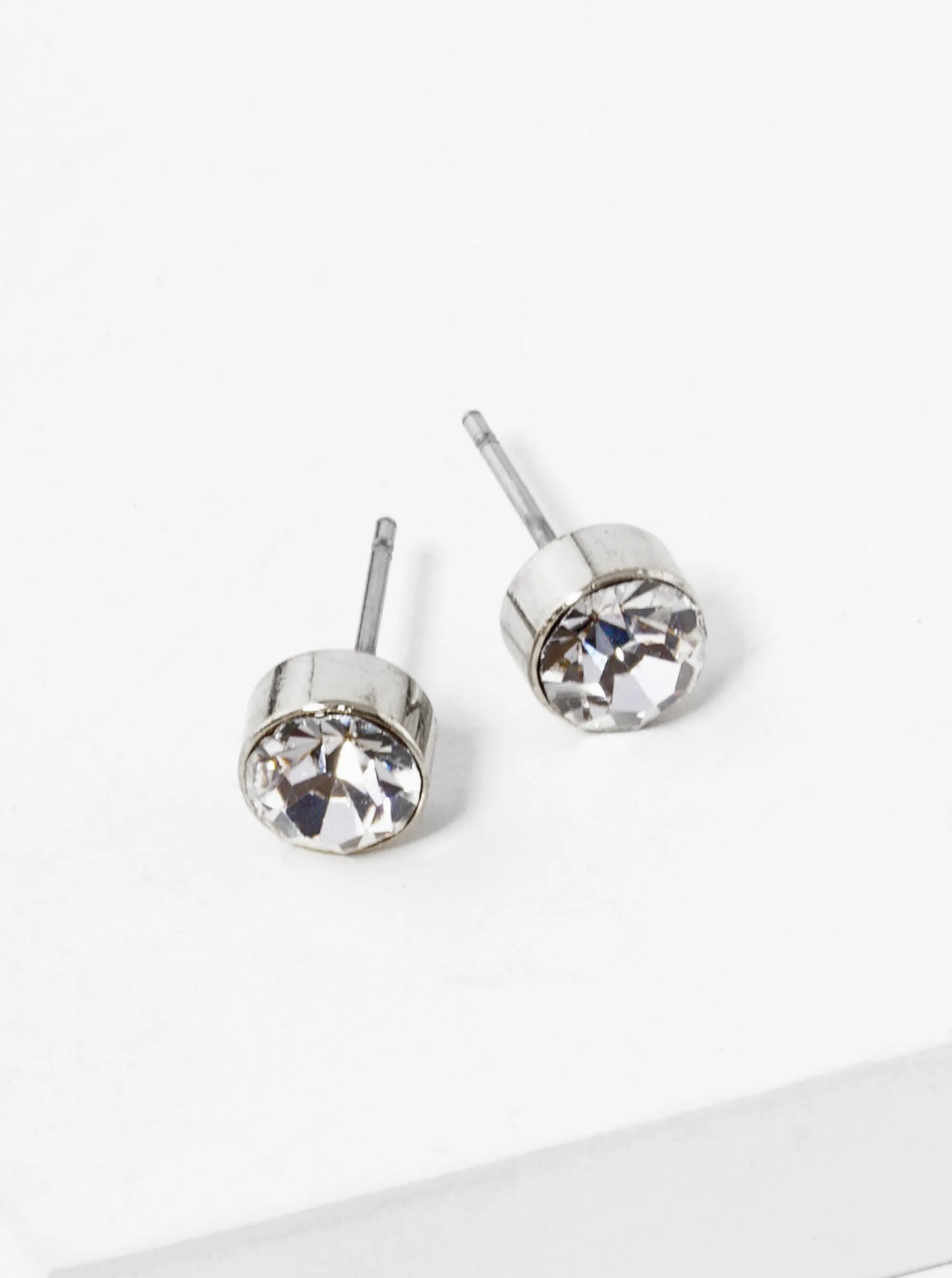 6mm Round Rhinestone Stud Earrings