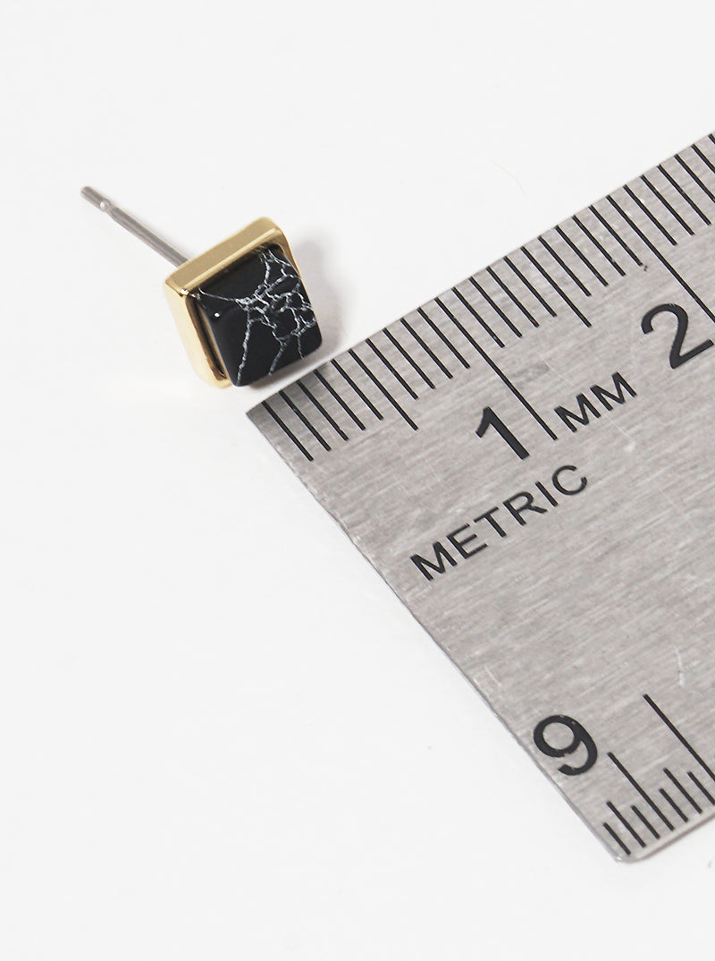 6mm Square Semi-precious Natural Stone Post Stud Earrings
