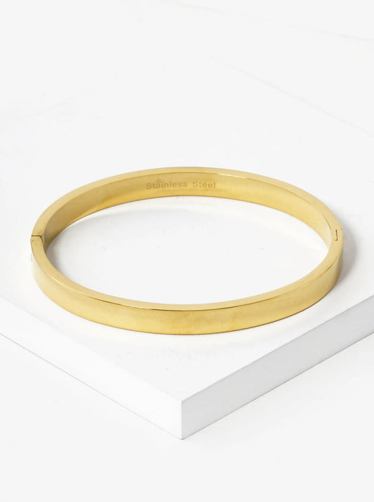 6mm Thick Stainless Steel Plain Open Bangle Bracelet