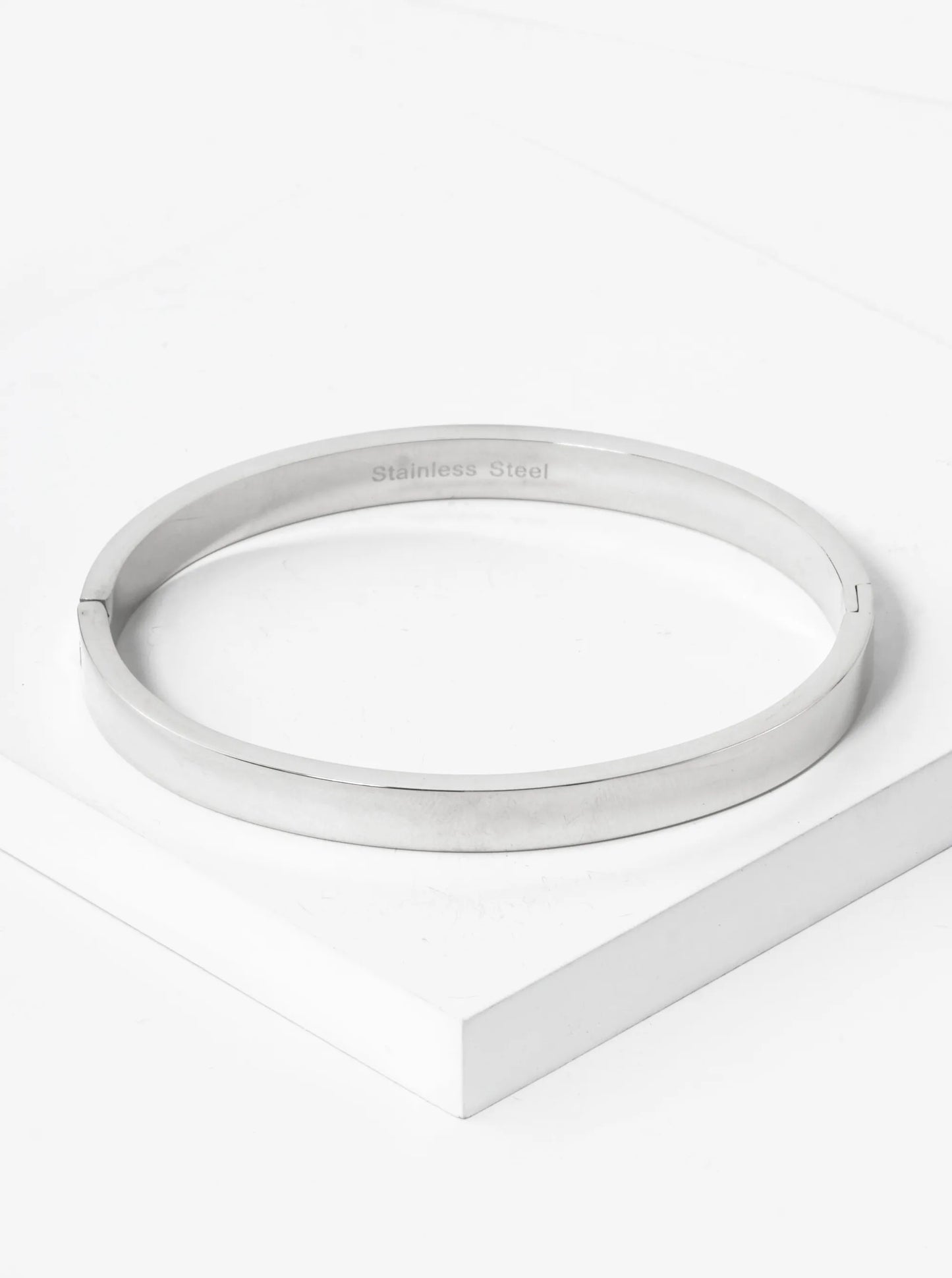 6mm Thick Stainless Steel Plain Open Bangle Bracelet