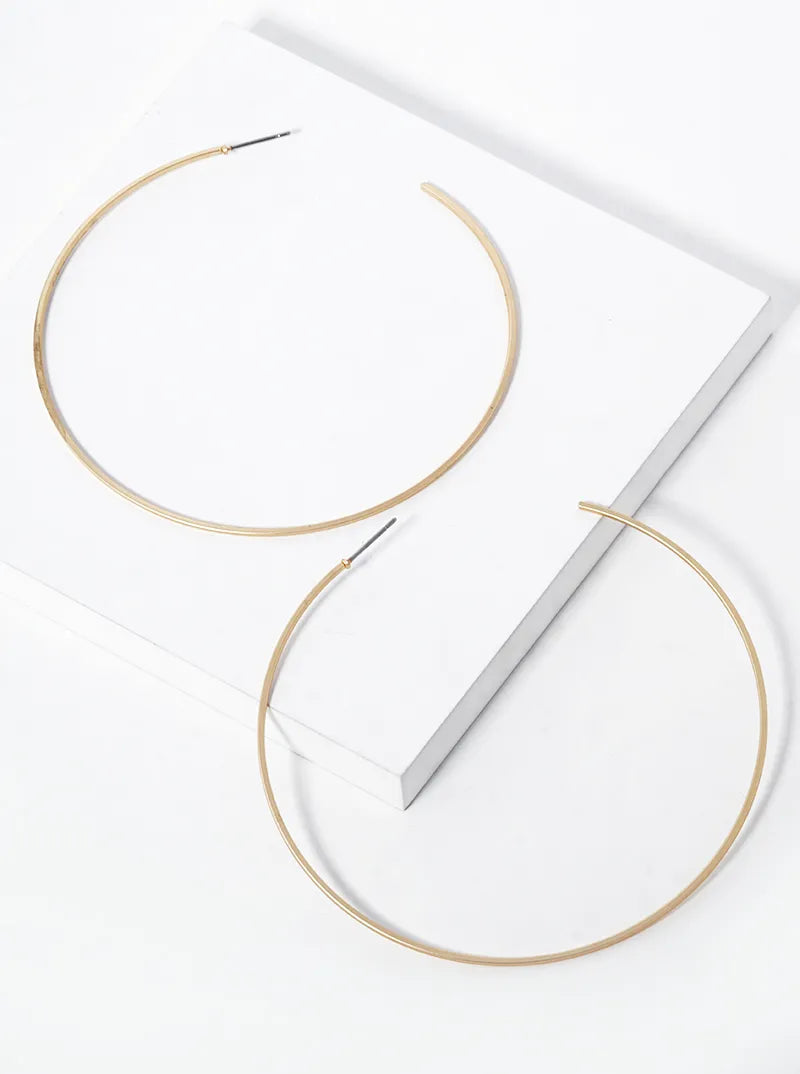 70mm Skinny Brass Open Hoop Earrings