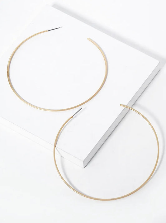 70mm Skinny Brass Open Hoop Earrings