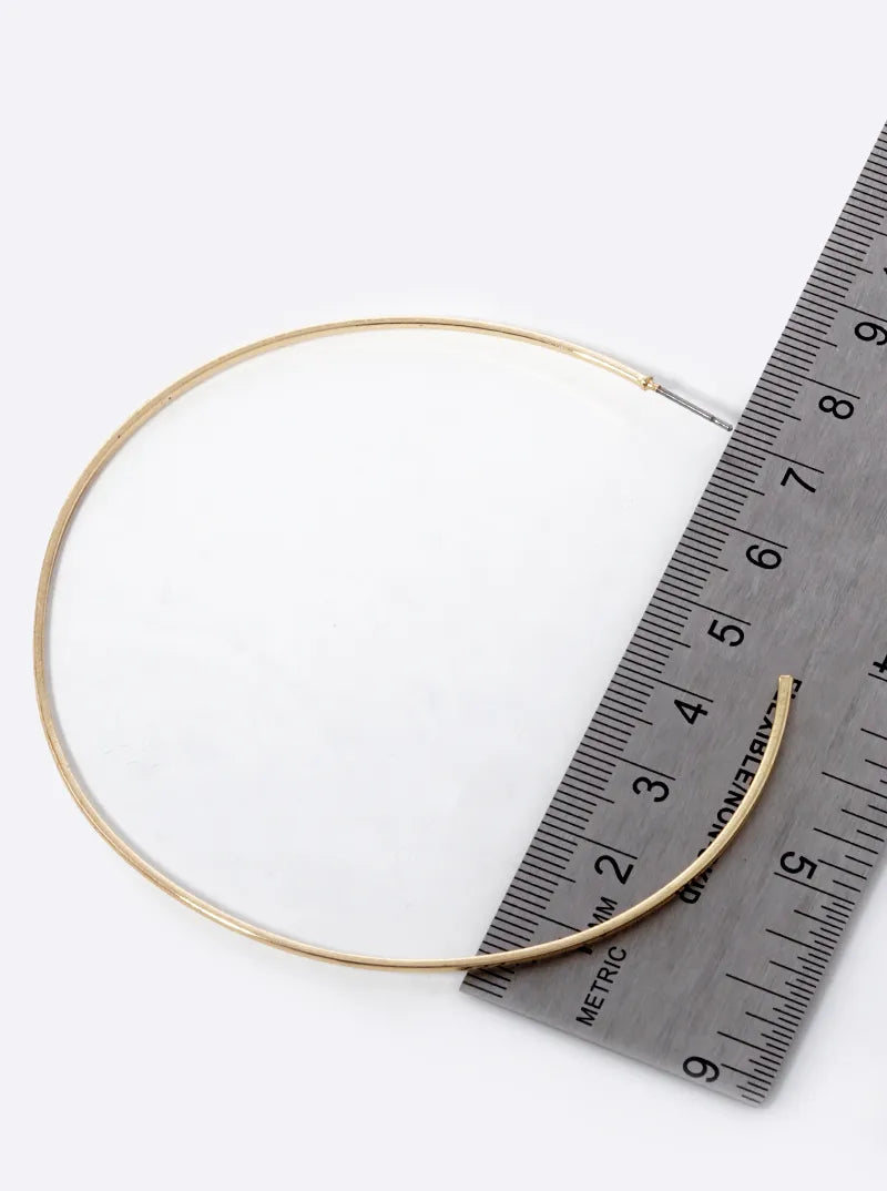 70mm Skinny Brass Open Hoop Earrings