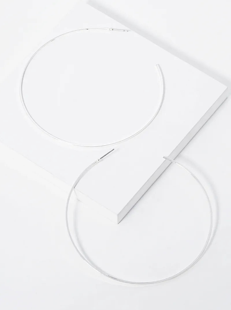 70mm Skinny Brass Open Hoop Earrings