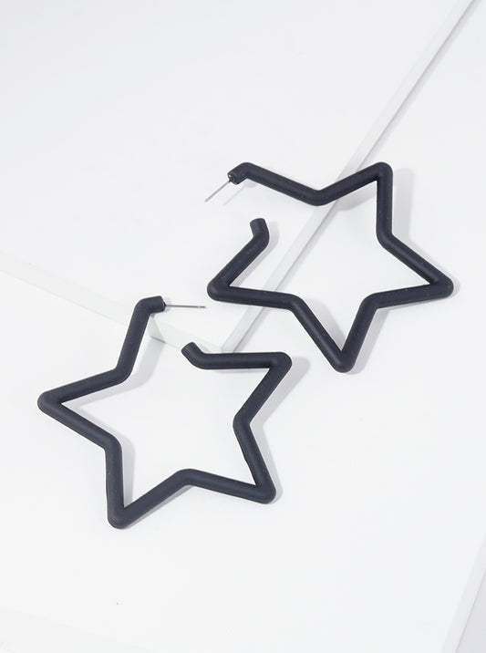 70mm Resin Star Shaped Open Hoop Earrings