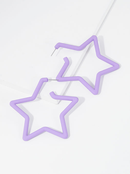 70mm Resin Star Shaped Open Hoop Earrings