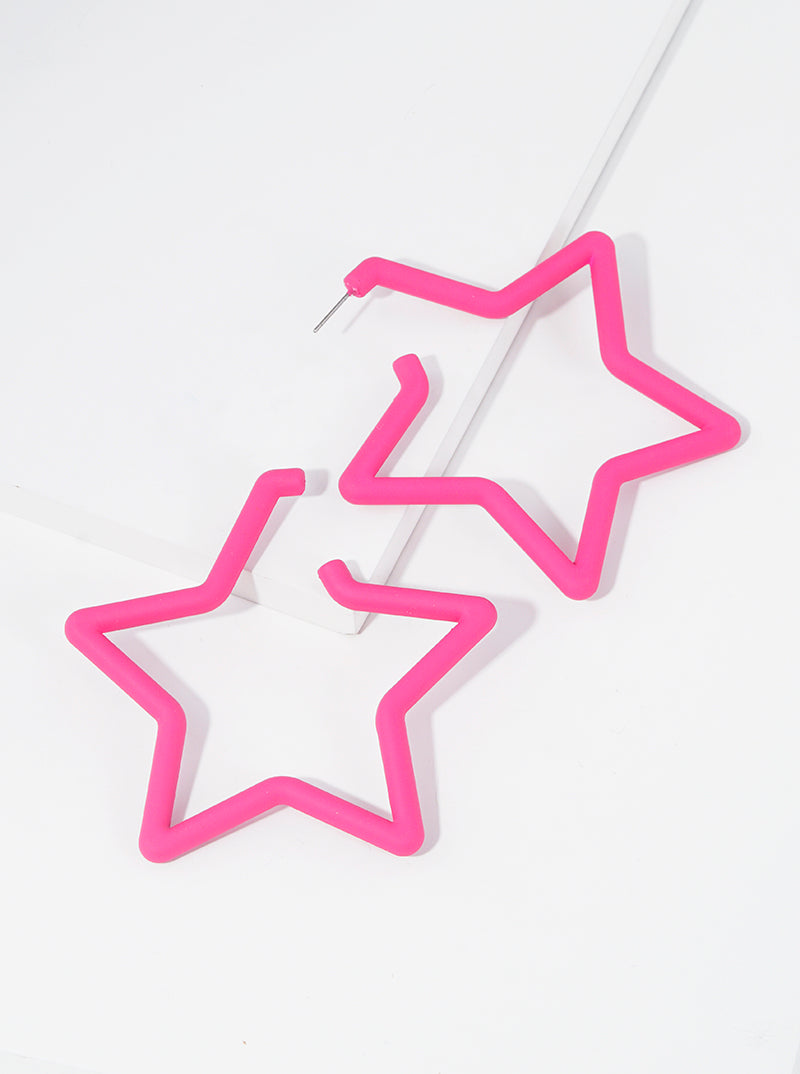 70mm Resin Star Shaped Open Hoop Earrings