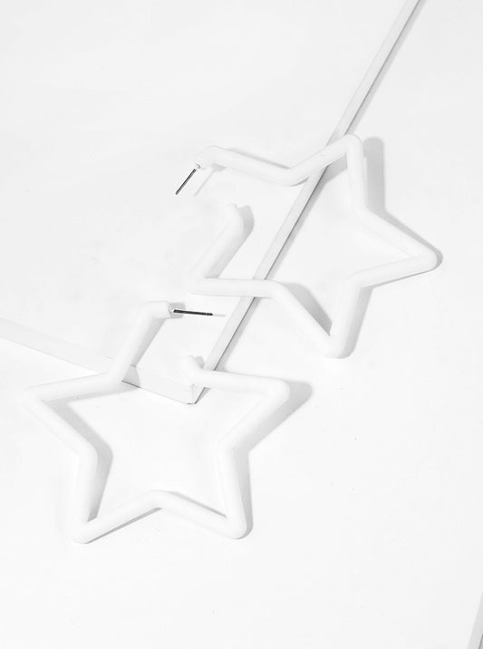 70mm Resin Star Shaped Open Hoop Earrings