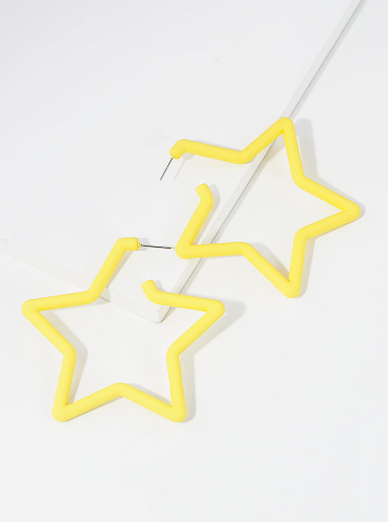 70mm Resin Star Shaped Open Hoop Earrings