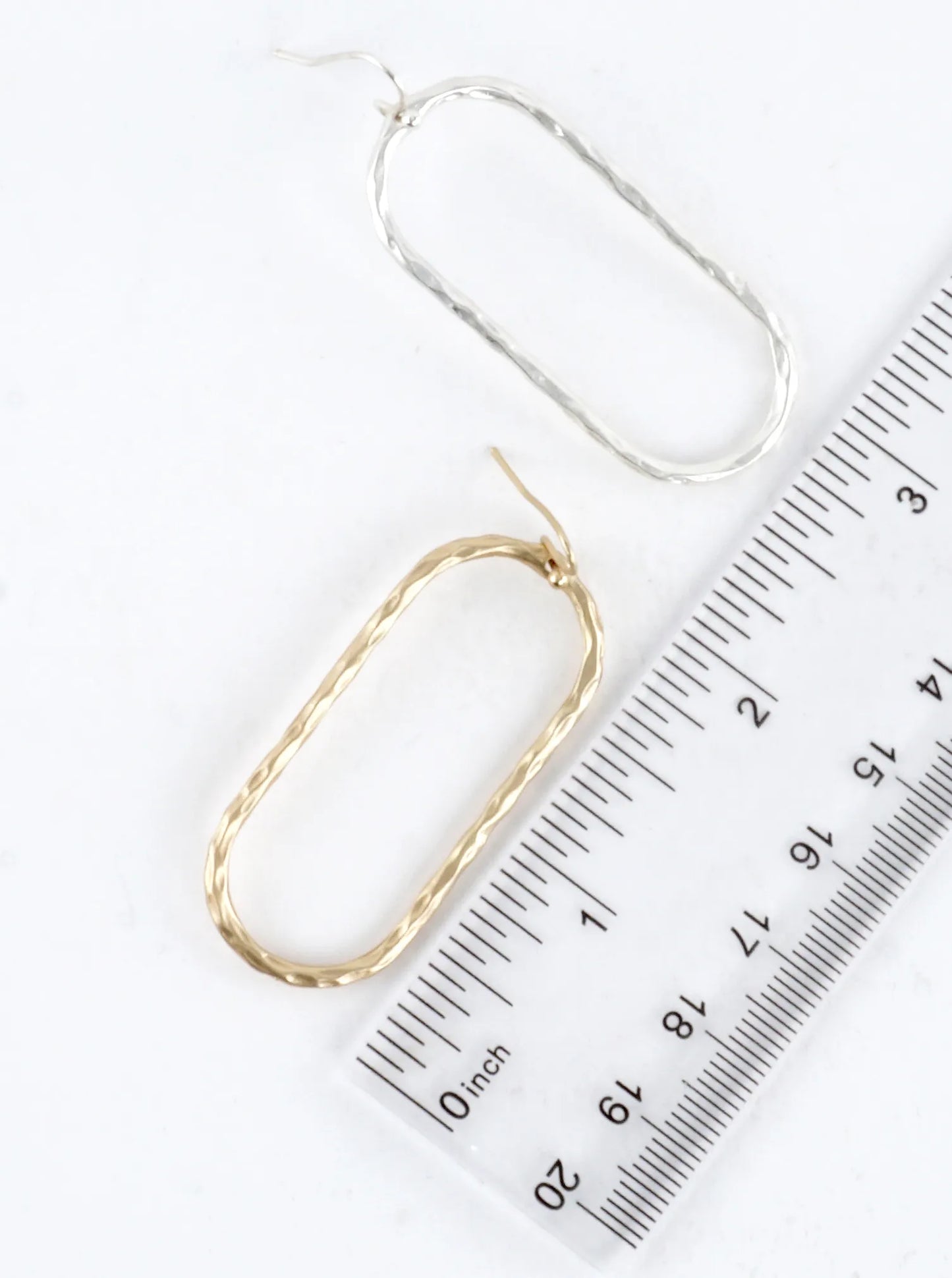 Hammered Oval Frame Drop Earrings