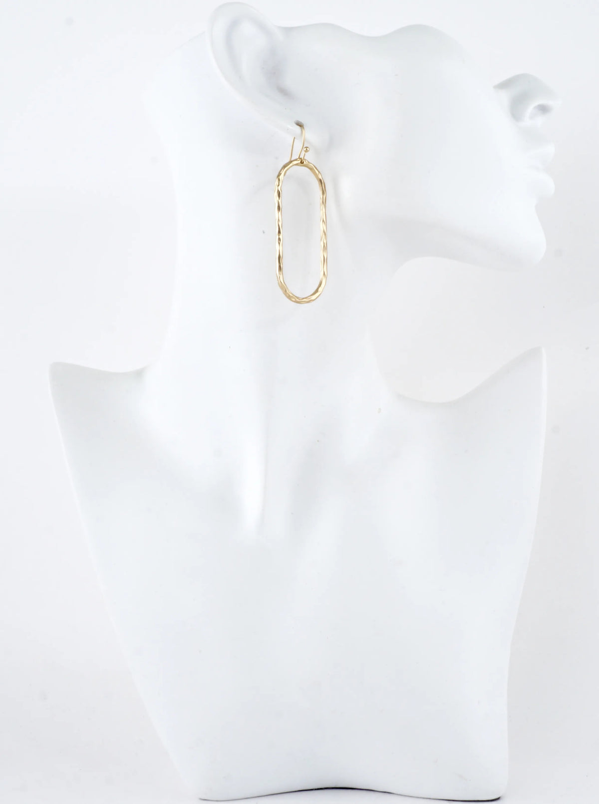 Hammered Oval Frame Drop Earrings