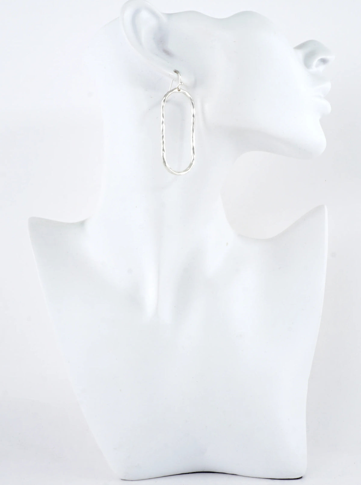 Hammered Oval Frame Drop Earrings