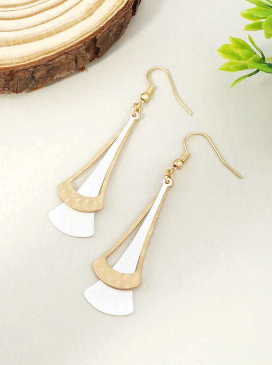 Mixed Metal Fan Drop Earrings