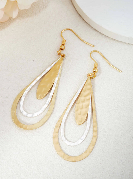 Layered Teardrop Dangle Earrings