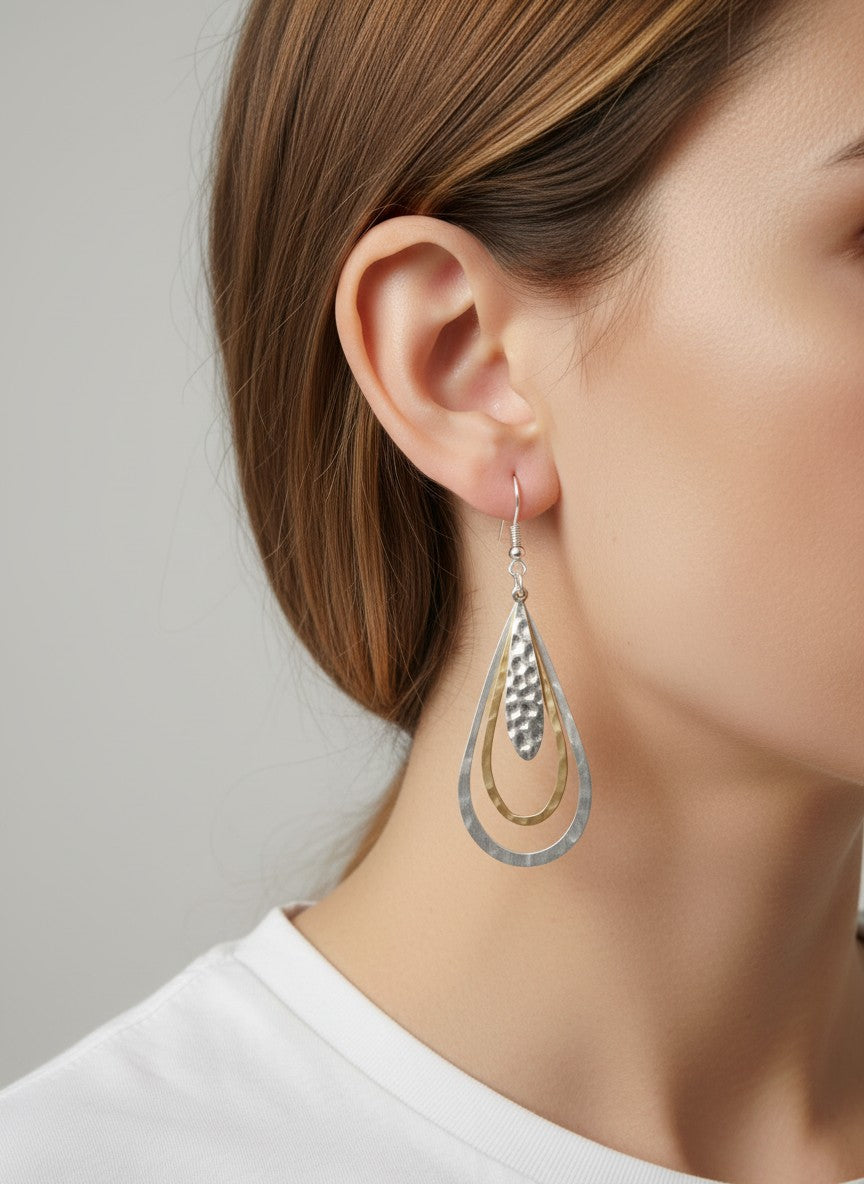Layered Teardrop Dangle Earrings