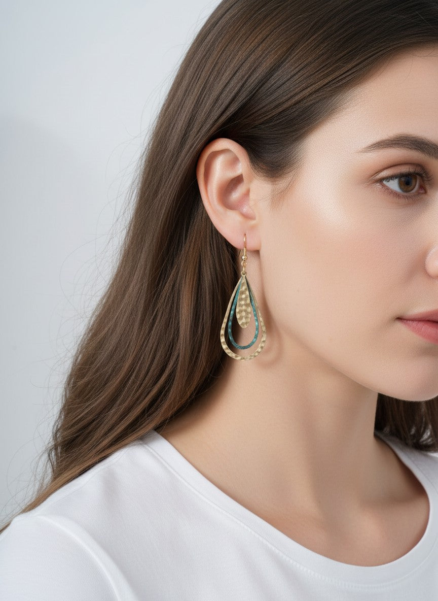 Layered Teardrop Dangle Earrings