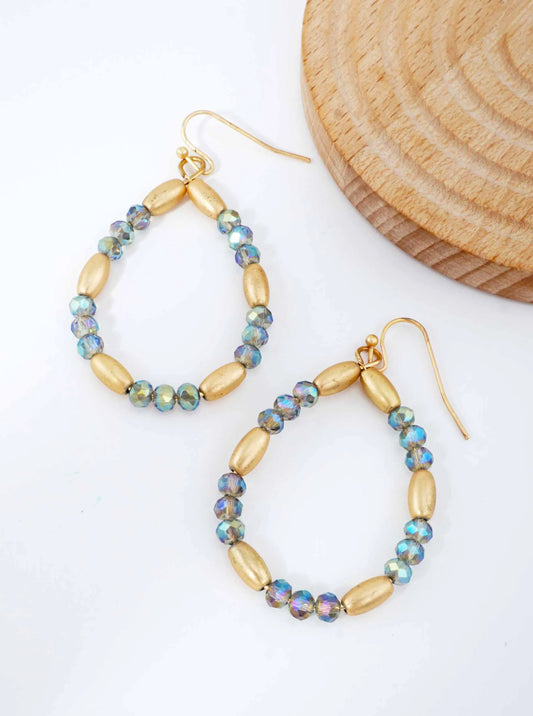 Faceted Beaded Teardrop Dangle Earrings