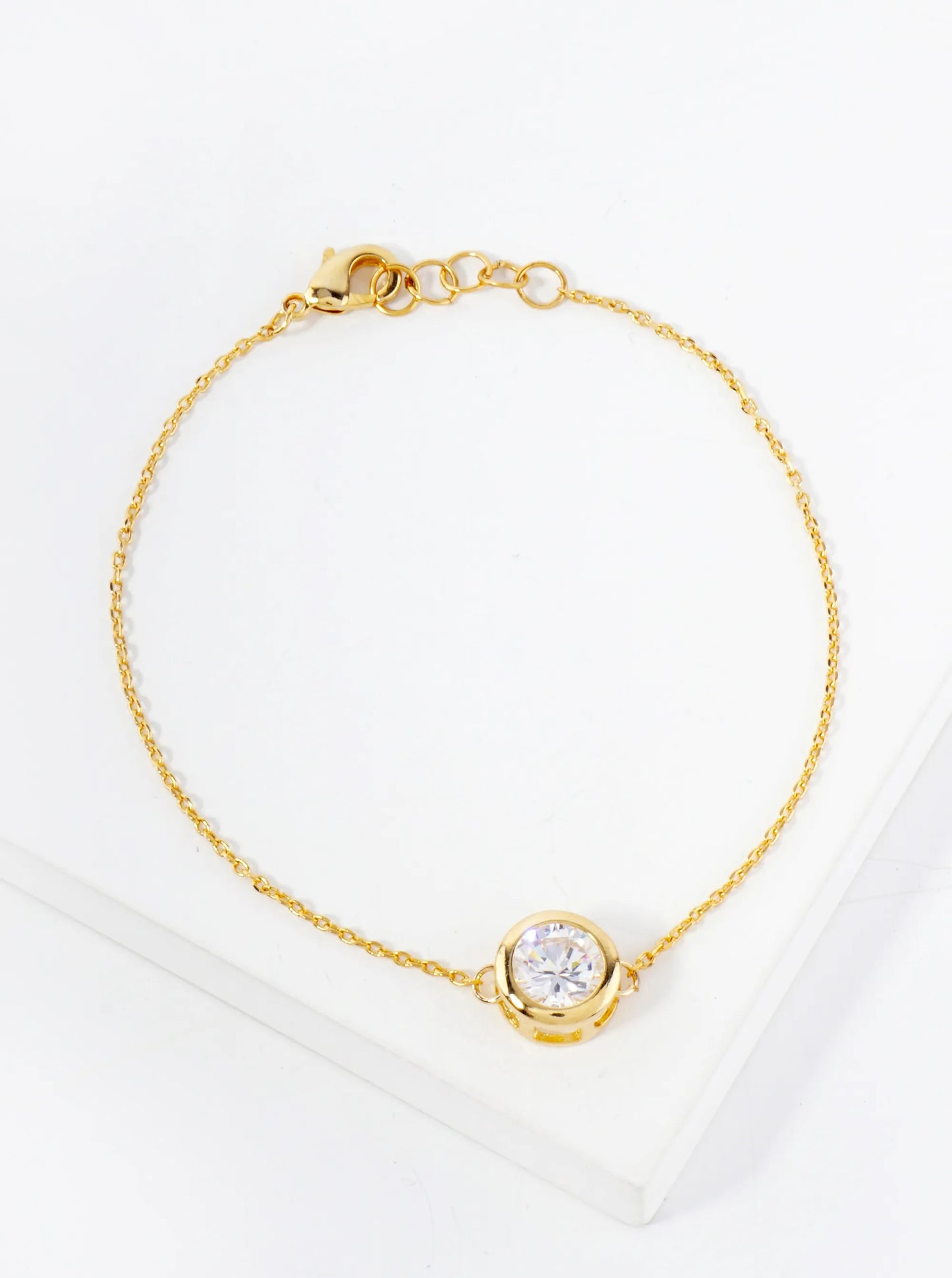 7mm CZ-Stone 18K-Gold-Dipped Chain Bracelet