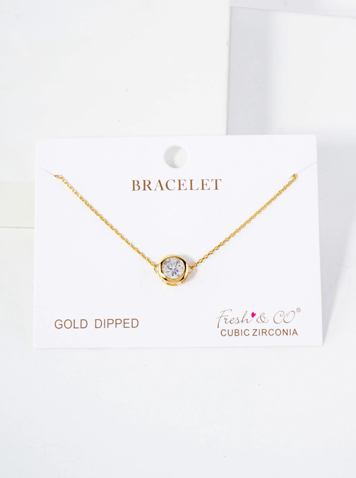 7mm CZ-Stone 18K-Gold-Dipped Chain Bracelet