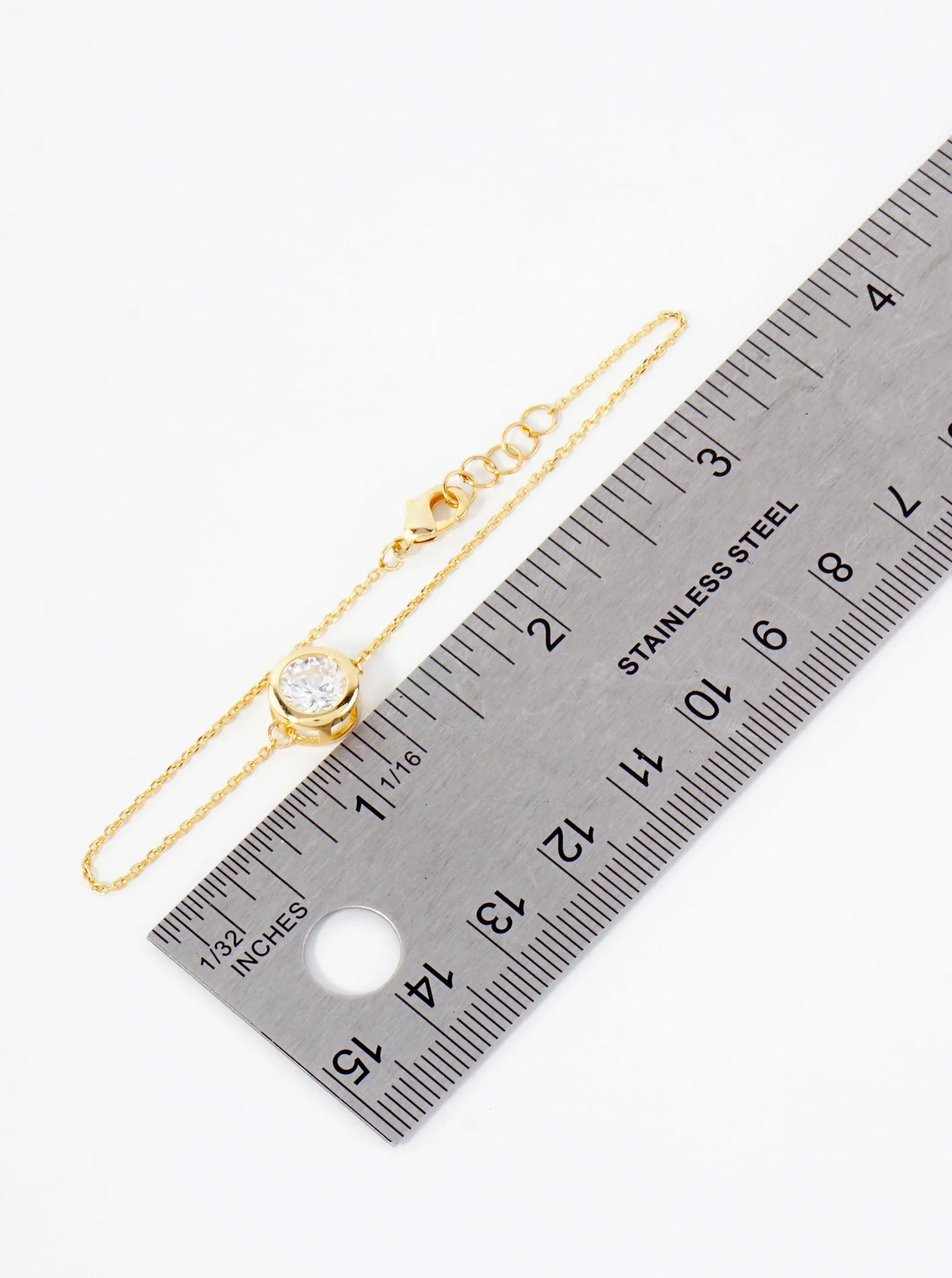 7mm CZ-Stone 18K-Gold-Dipped Chain Bracelet