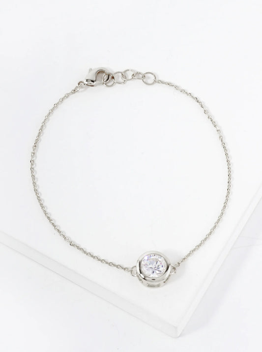 7mm CZ-Stone 18K-Gold-Dipped Chain Bracelet