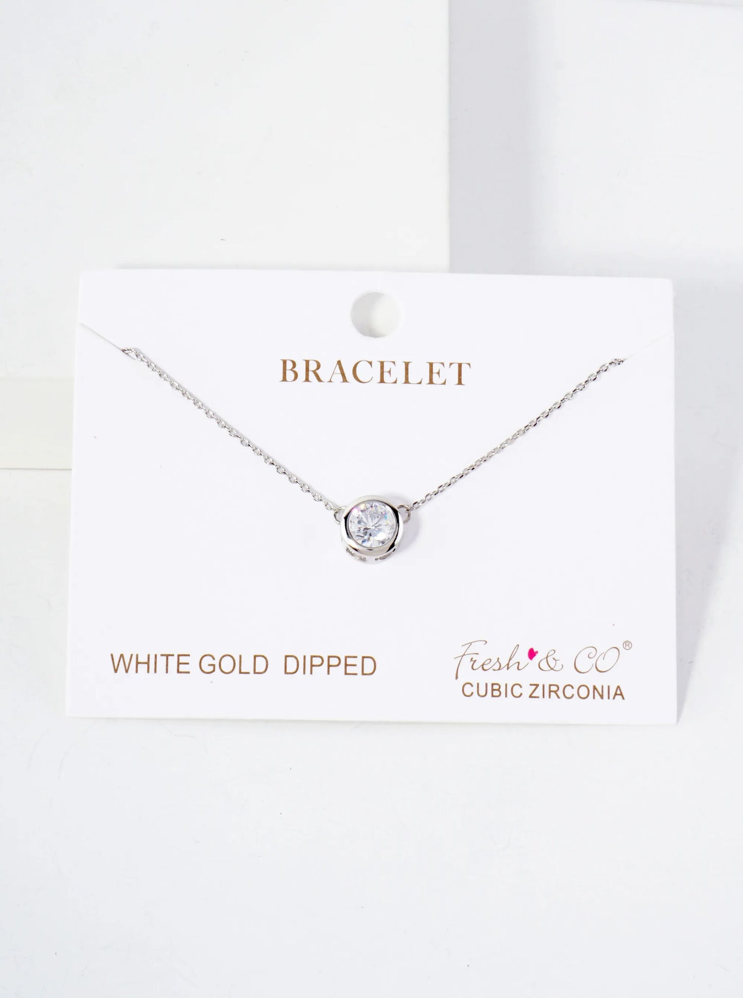 7mm CZ-Stone 18K-Gold-Dipped Chain Bracelet