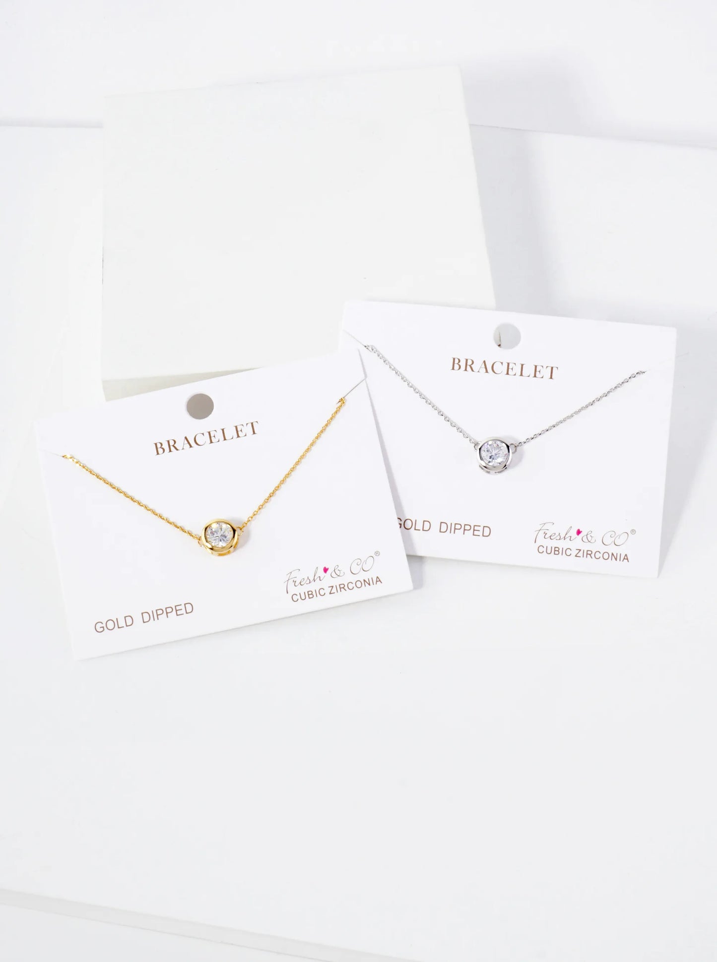 7mm CZ-Stone 18K-Gold-Dipped Chain Bracelet