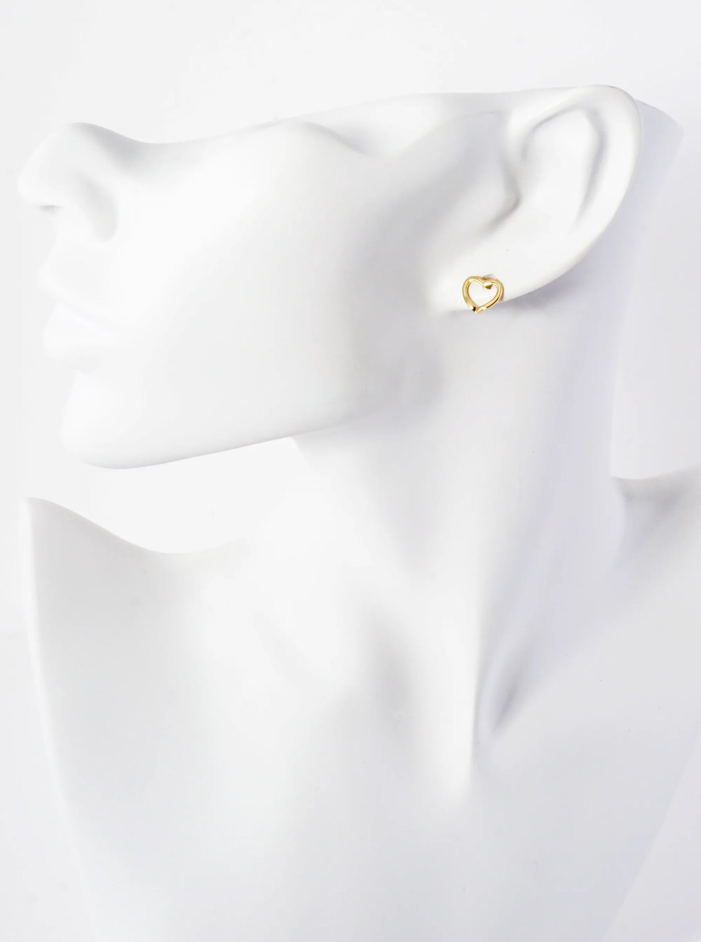 7mm Dainty Wire Heart 18K-Gold-Dipped Brass Stud Earrings