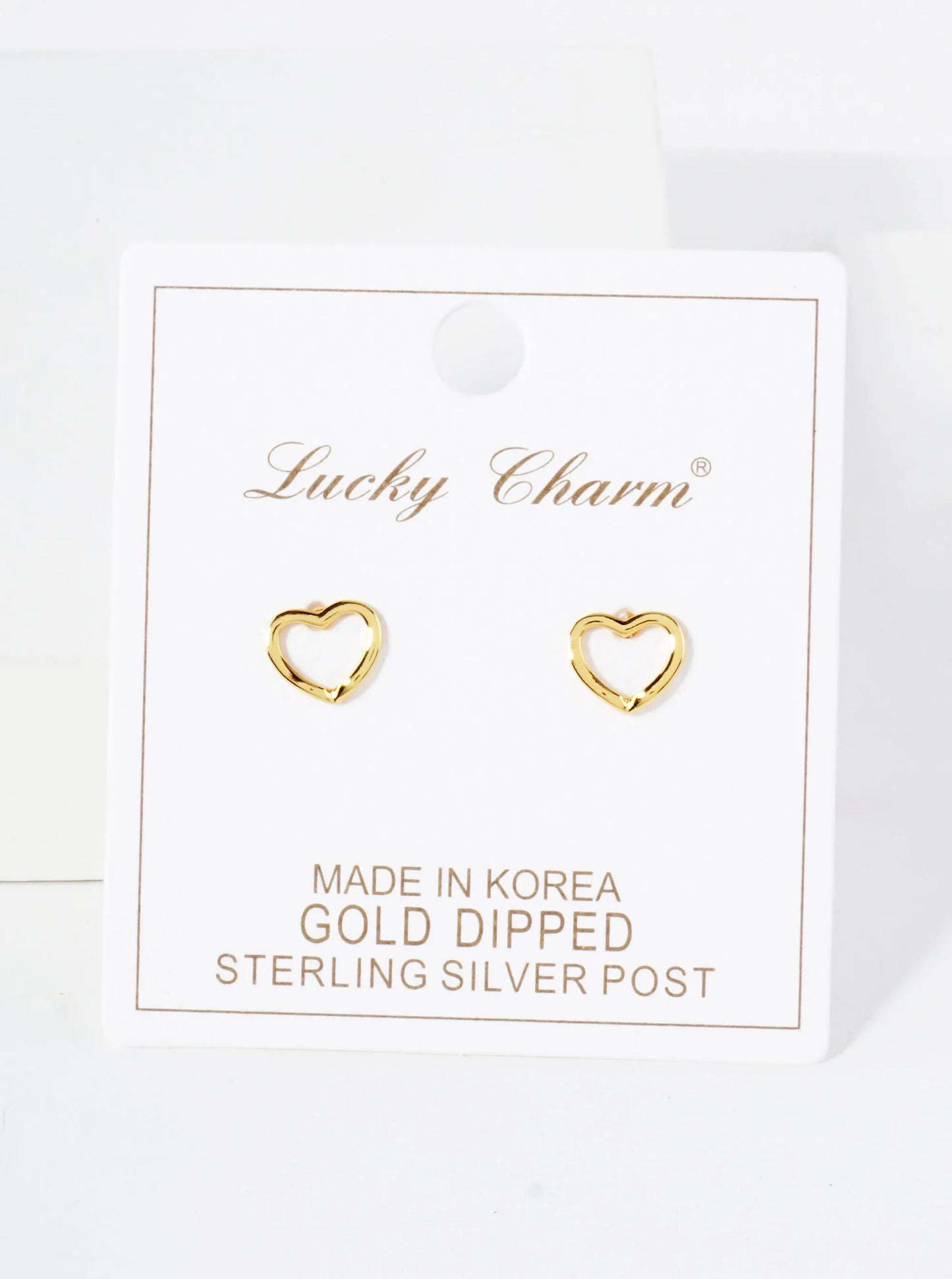 7mm Dainty Wire Heart 18K-Gold-Dipped Brass Stud Earrings