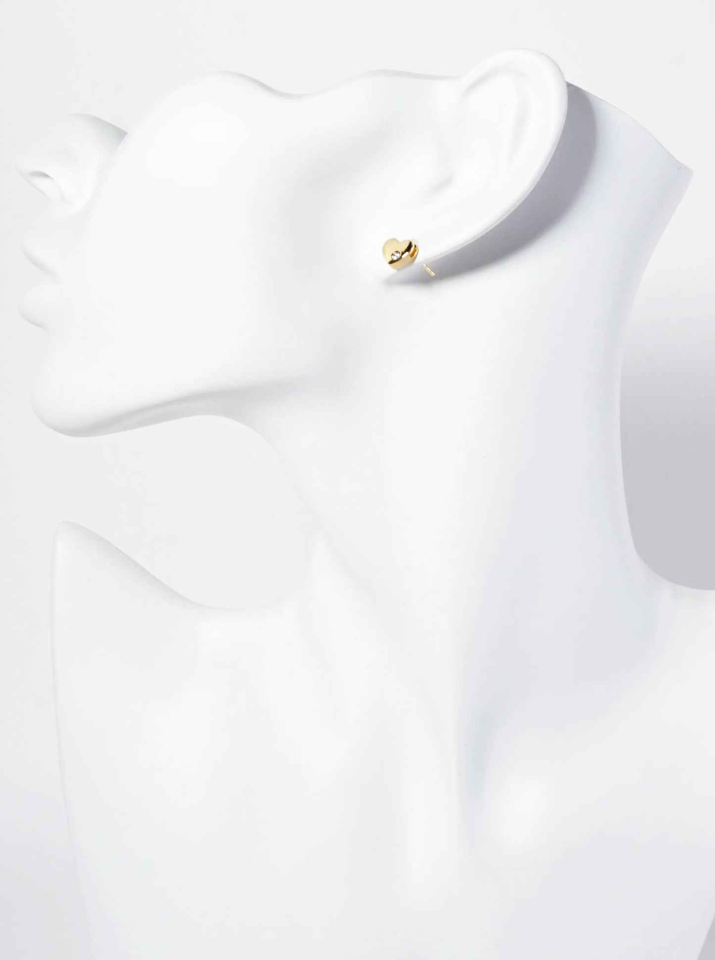 7mm Heart With CZ Stone 18K-Gold-Dipped Stud Earrings