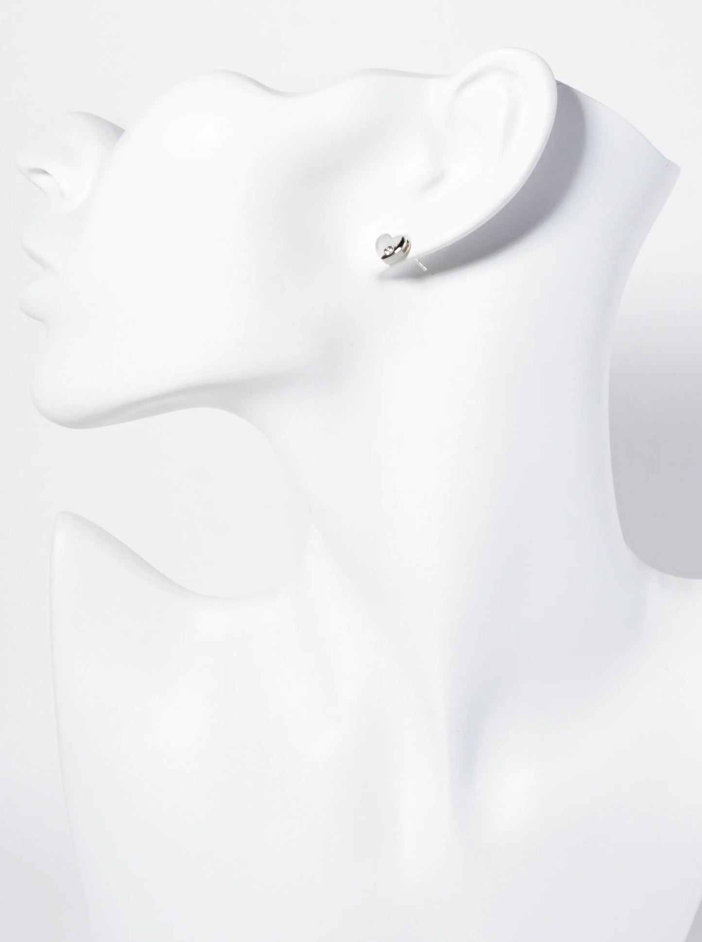 7mm Heart With CZ Stone 18K-Gold-Dipped Stud Earrings