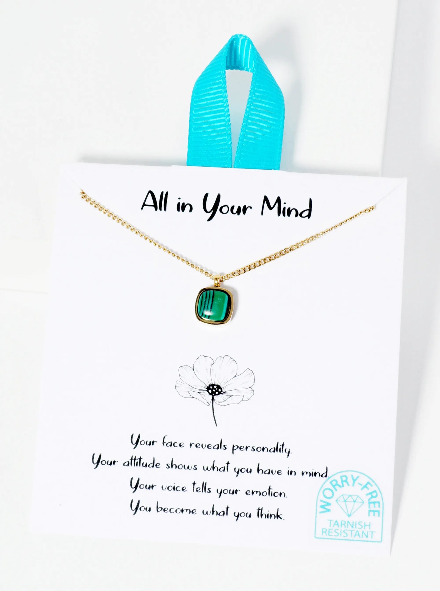 7mm Malachite Stone Pendant Hypoallergenic Stainless Steel Necklace