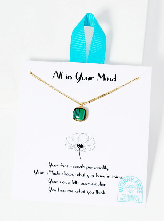 7mm Malachite Stone Pendant Hypoallergenic Stainless Steel Necklace