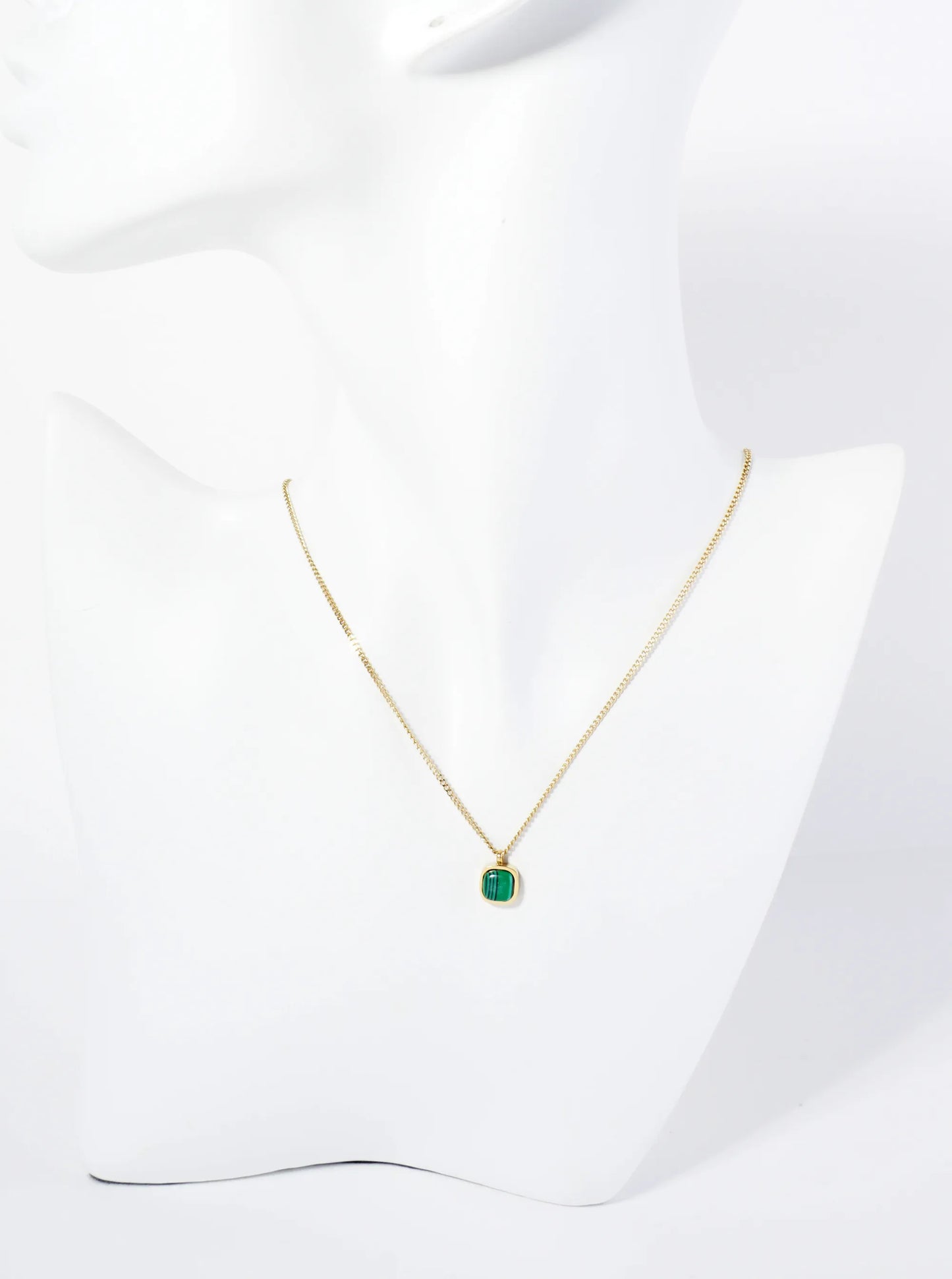 7mm Malachite Stone Pendant Hypoallergenic Stainless Steel Necklace