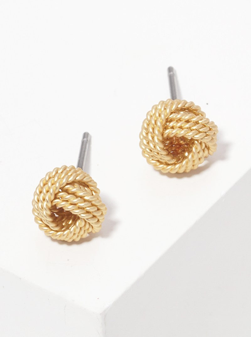 8mm Brass Alloy Cast Textured Love Knot Post Stud Earrings