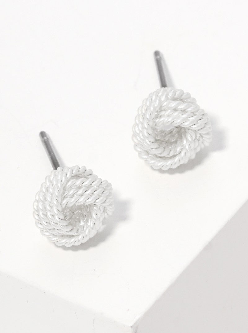 8mm Brass Alloy Cast Textured Love Knot Post Stud Earrings