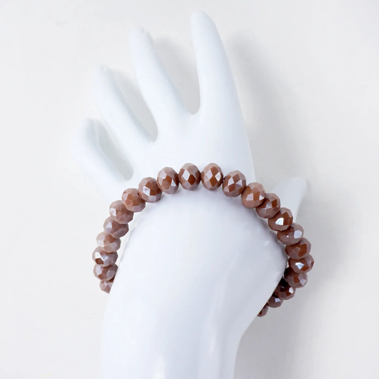 8mm Faceted Glass Beads Stretch Bracelet