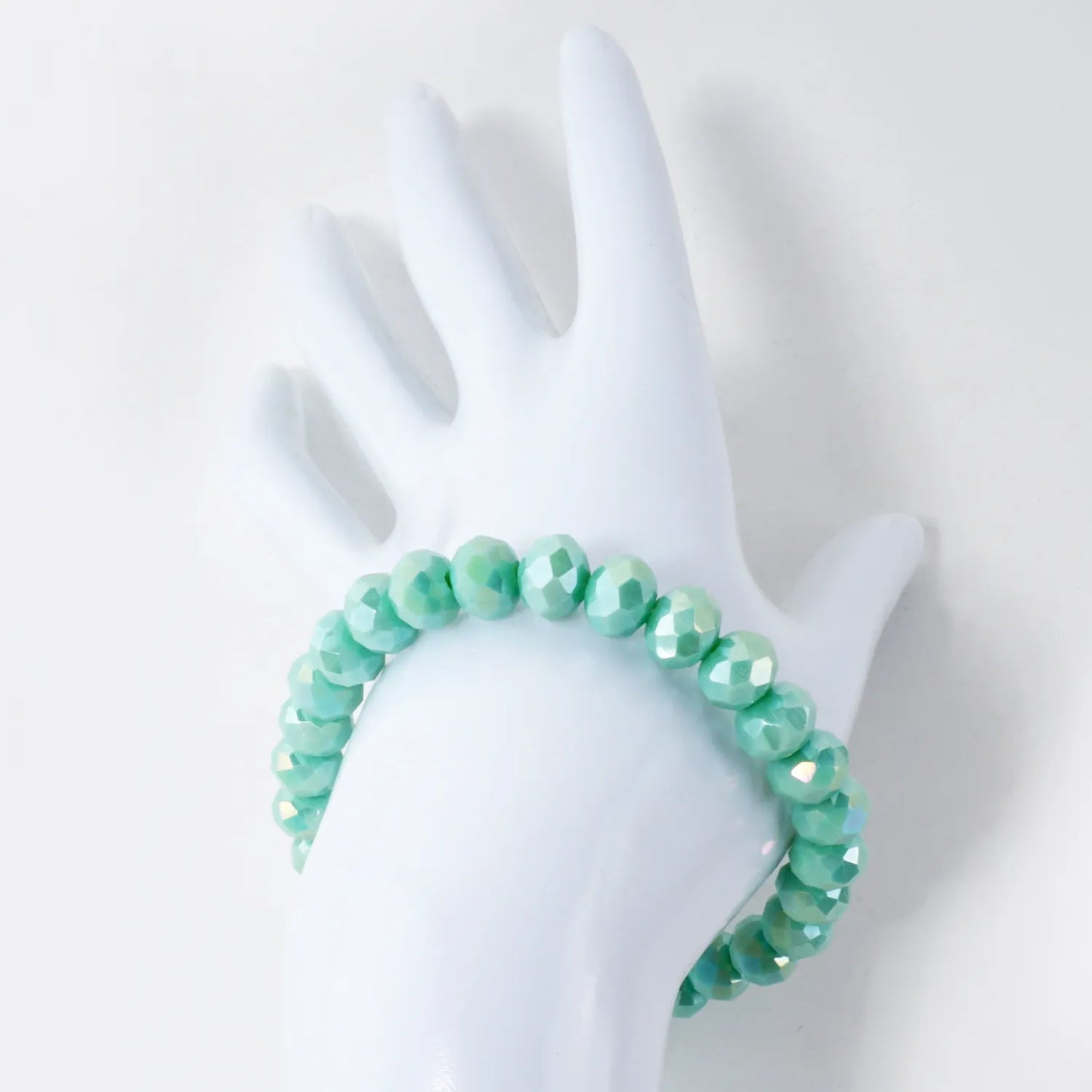 8mm Faceted Glass Beads Stretch Bracelet