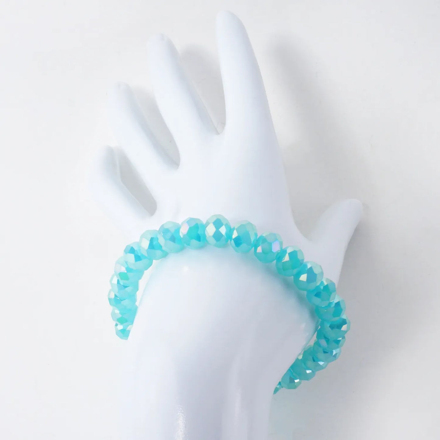 8mm Faceted Glass Beads Stretch Bracelet