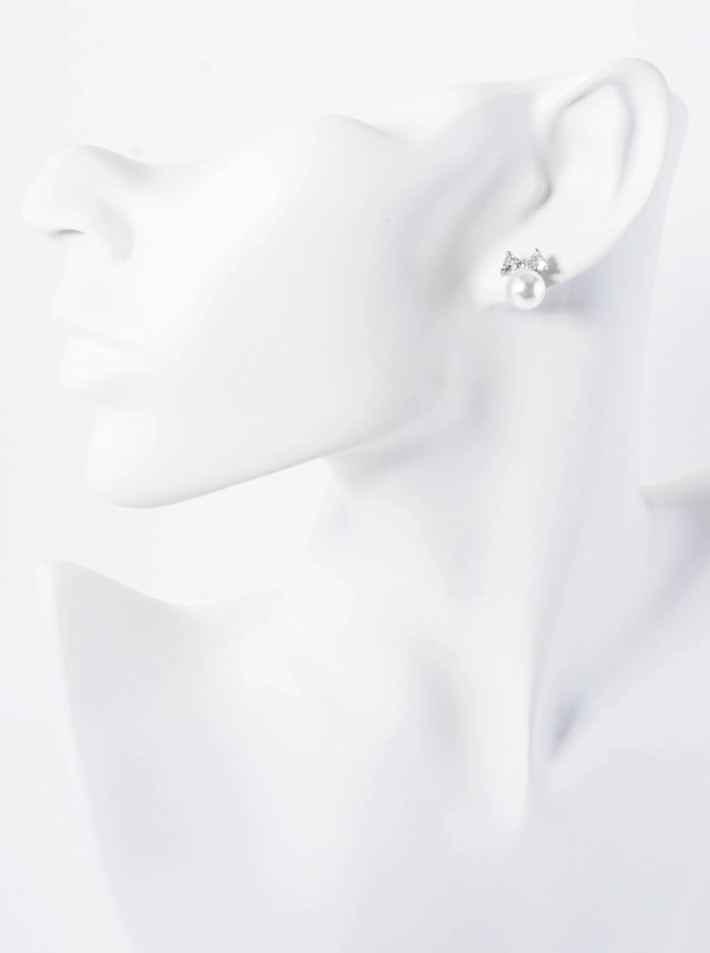 8mm Pearl Drop Cubic-Zirconia Bow 14K-Gold-Dipped Brass Stud Earrings
