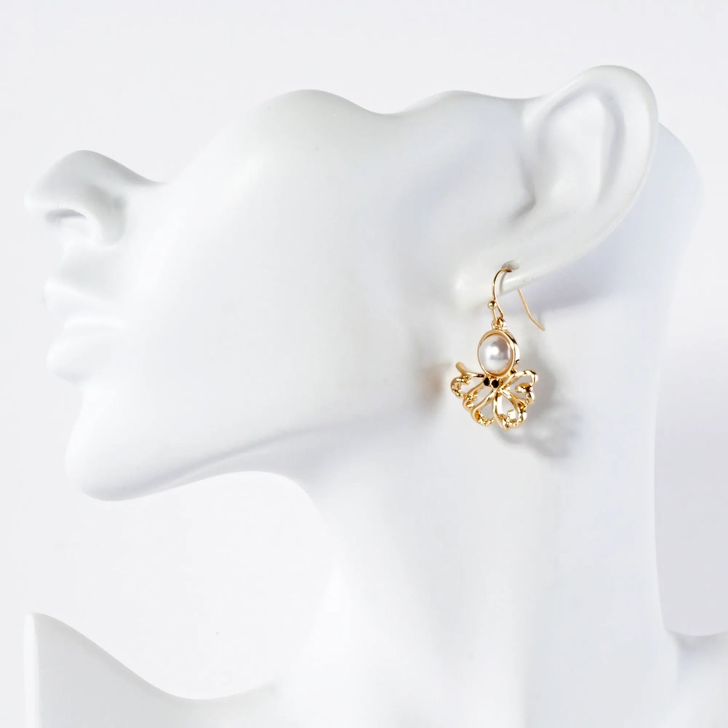 8mm Pearl Octopus Design Sea-Life Dangle Earrings
