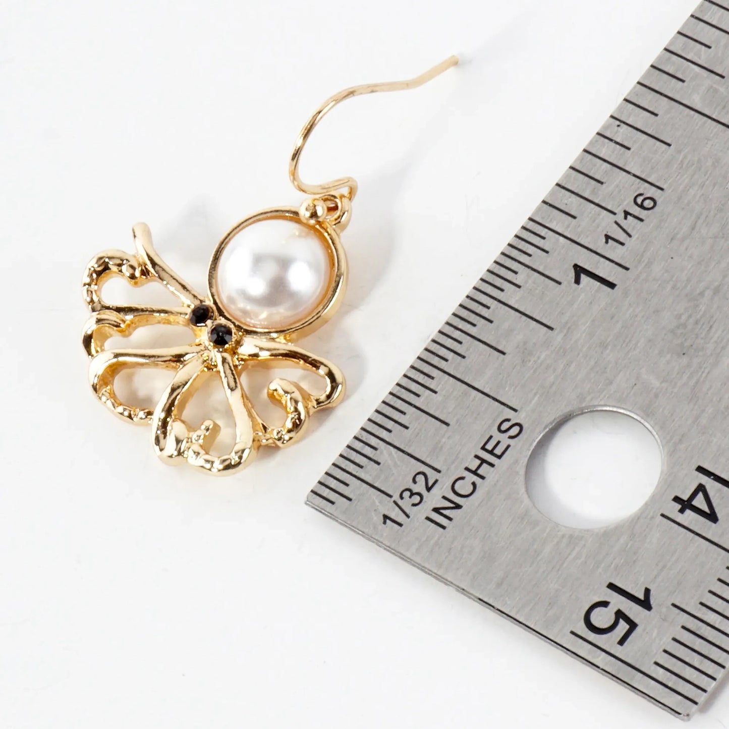 8mm Pearl Octopus Design Sea-Life Dangle Earrings