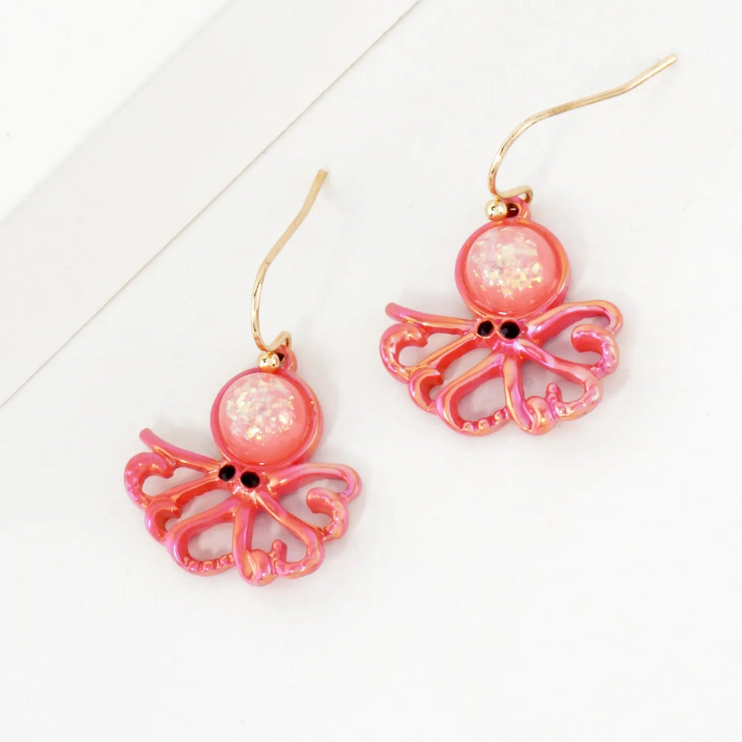 8mm Pearl Octopus Design Sea-Life Dangle Earrings