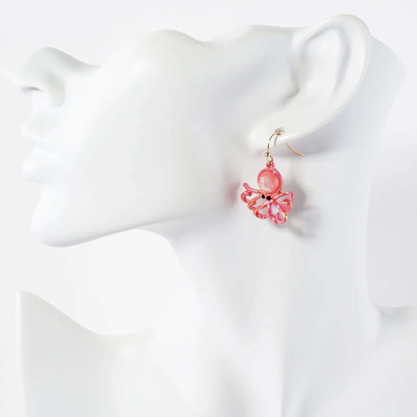8mm Pearl Octopus Design Sea-Life Dangle Earrings